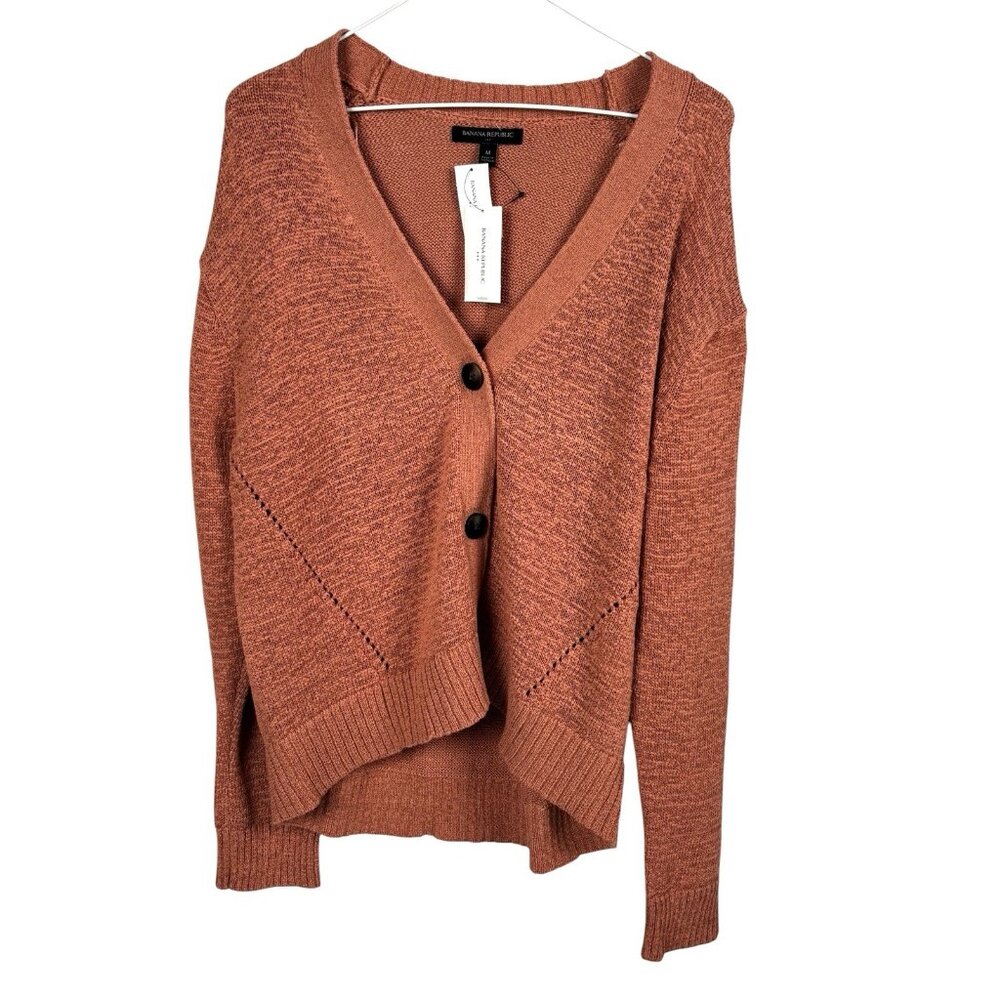 NWT Banana Republic Cardigan Womens M Slouchy Tape Yarn Sweater Pink Amaretti